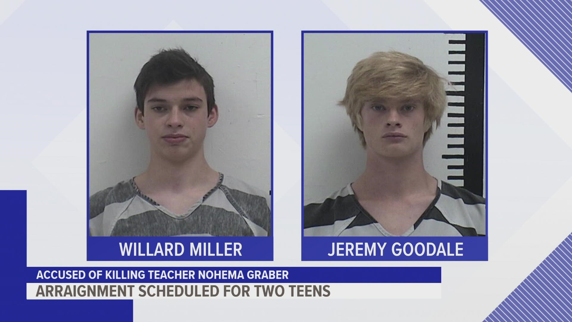 16-year-olds Willard Miller and Jeremy Goodale will remain in jail on $1 million cash-only bonds.