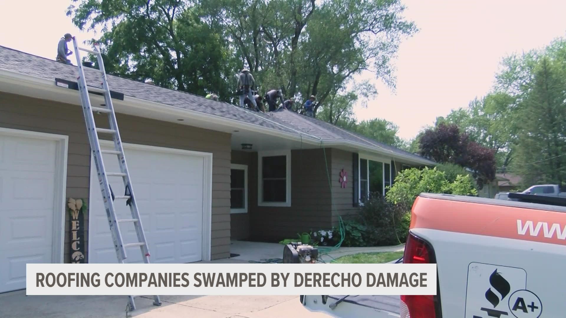 Roofing companies reflect on being swamped after the destruction the derecho left behind, and how some homeowners are just starting to notice their derecho damage.