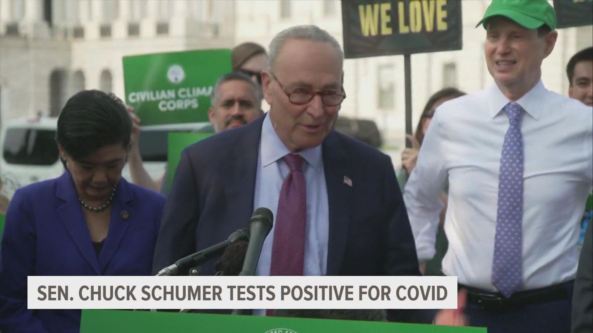 Schumer, 71, is fully vaccinated and has received two booster shots, spokesman Justin Goodman said in a statement.