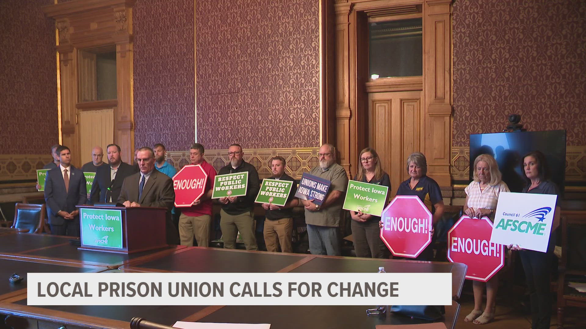 The AFSCME Council 61 held a press conference this morning demanding for improved safety and bringing back a collective bargaining agreement.