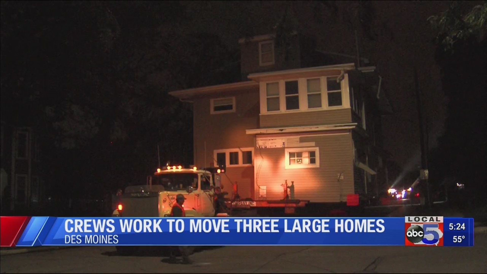 Three large homes moved in Des Moines