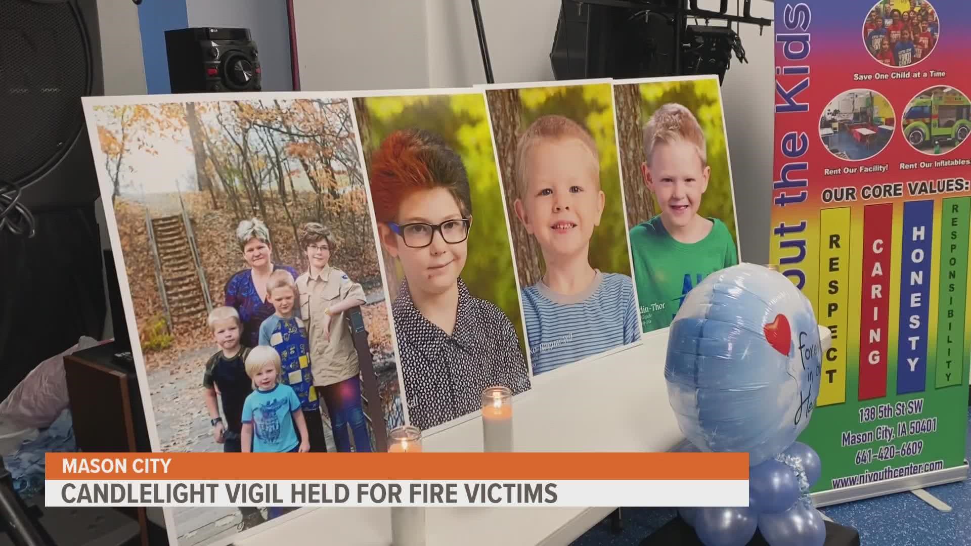 The Mason City community gathered at the North Iowa Youth Center to honor Phoenix, Draco, Odin and John Mcluer, who were all under 13 years old.