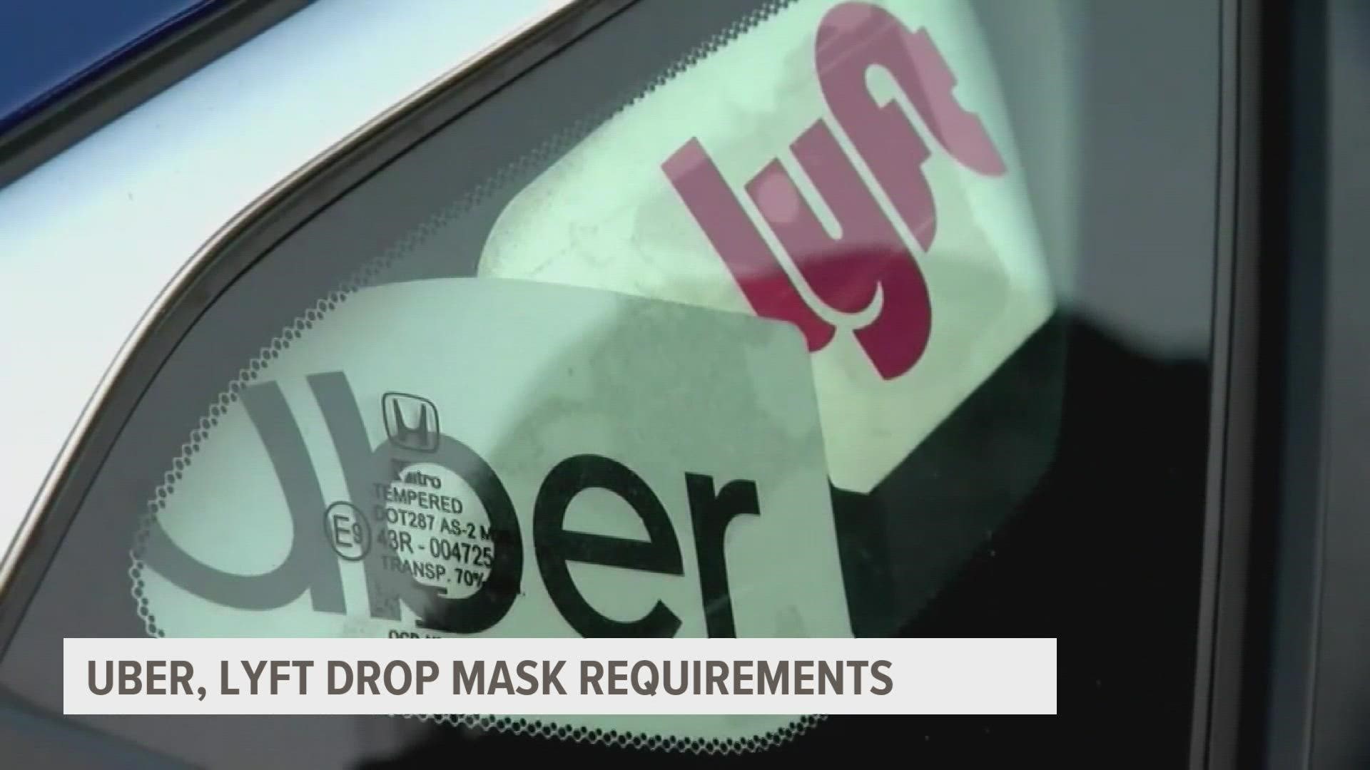 Passengers using the two most popular ridesharing apps can now choose to go maskless.