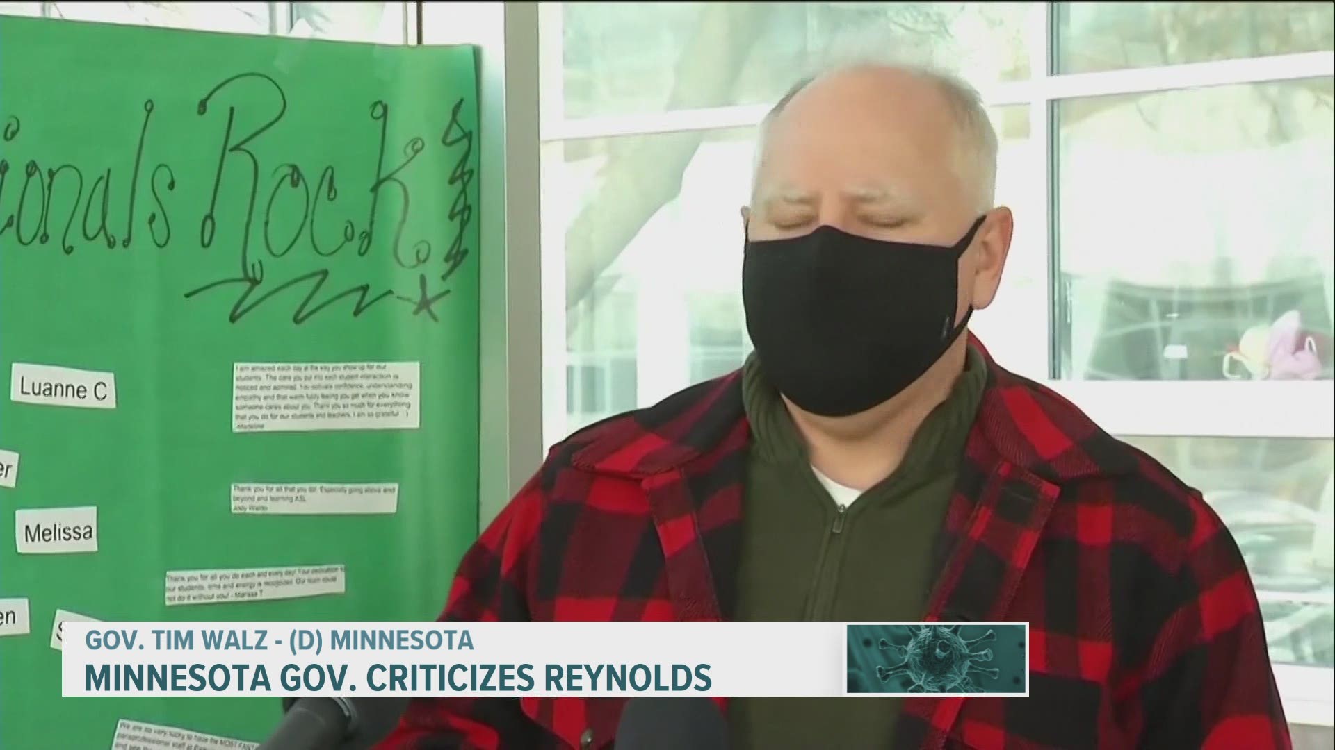 MN Gov. Tim Walz criticizes Gov. Kim Reynolds for lifting mask mandate and restaurant restrictions.