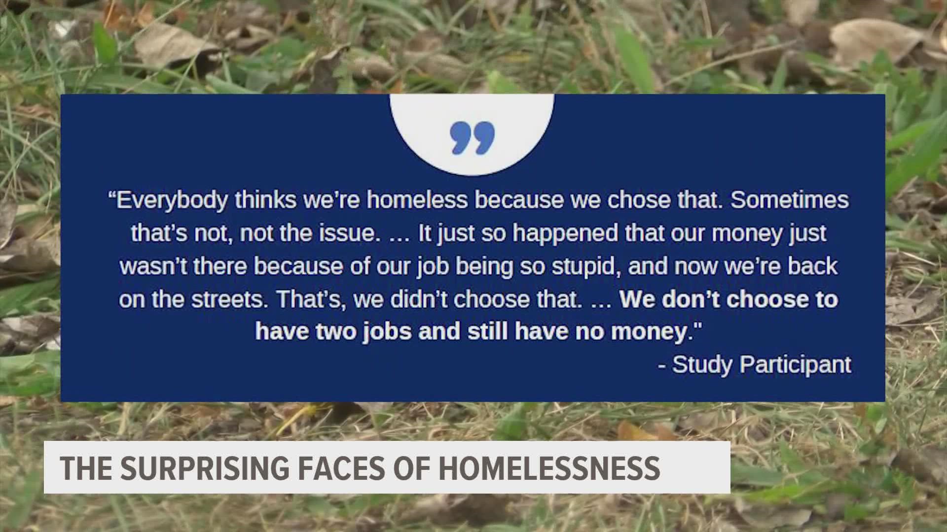 The study interviewed 37 Polk County residents who have experienced homelessness.