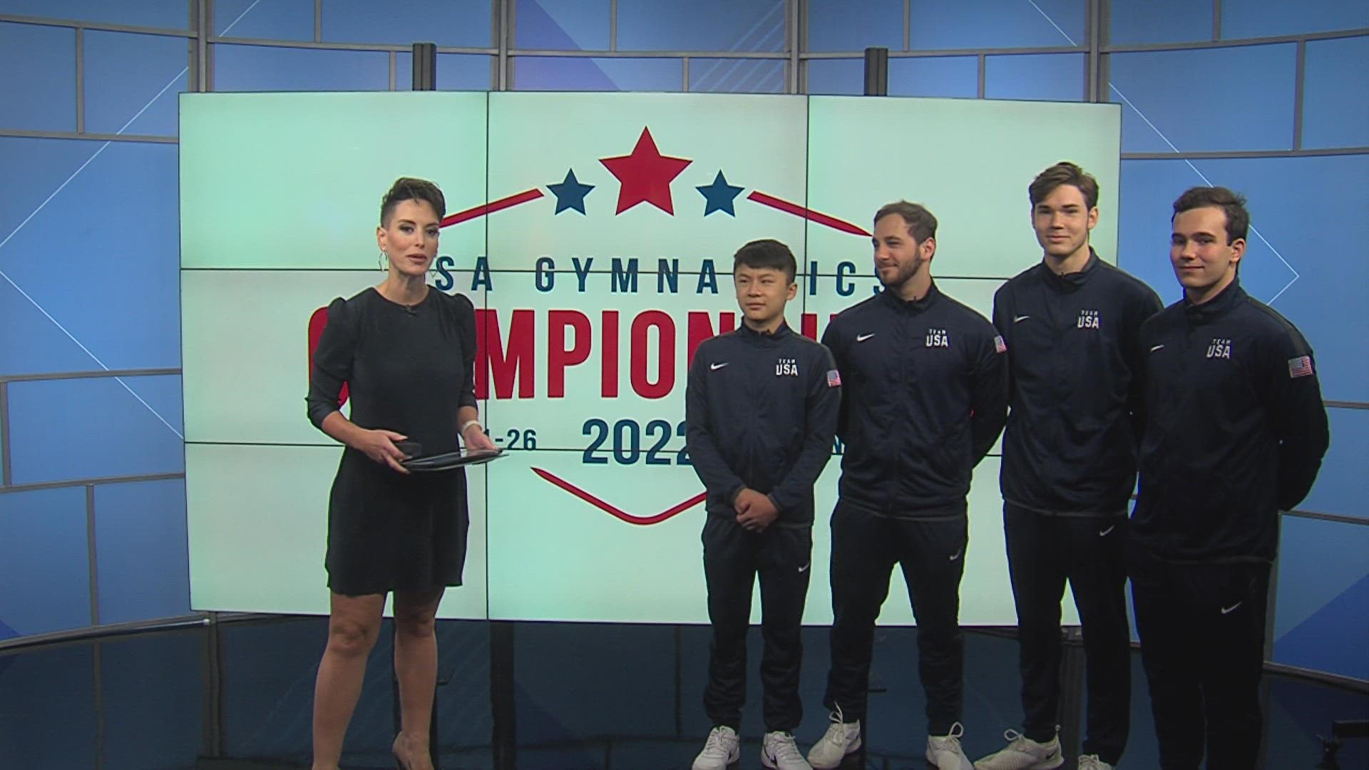 Ethan Chang, Sam Lacy, Cade Shields and Dorian White with USA Gymnastics share their experiences with the current competition.