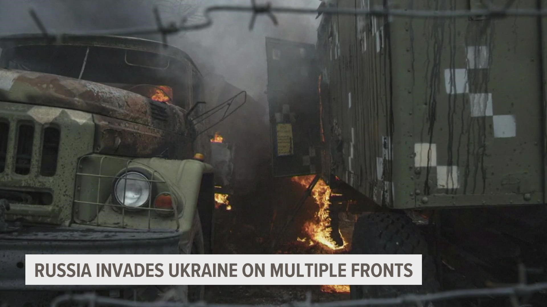 How state and local leaders are responding as Russia unleashes air strikes and sends troops into Ukraine.