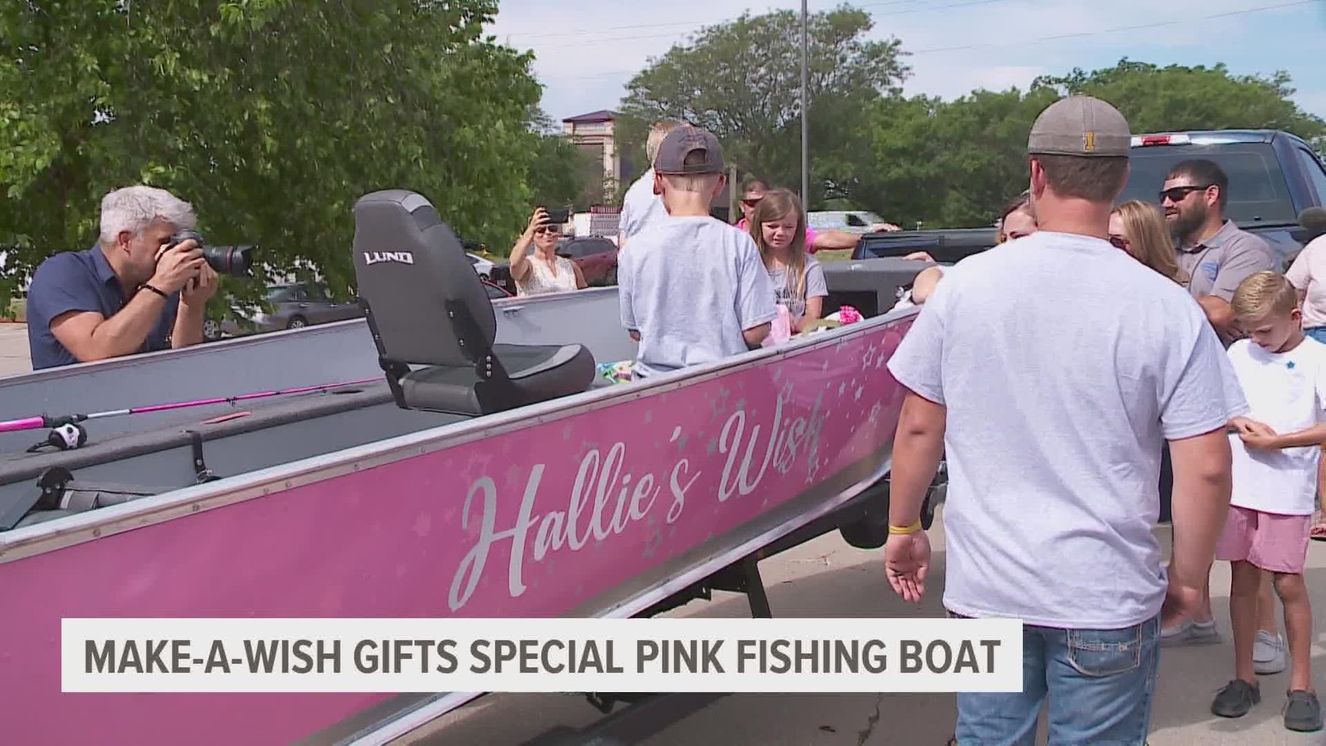Hallie and her family take a fishing trip every August and now they can make lifelong memories together on her boat, decked out in her favorite color.