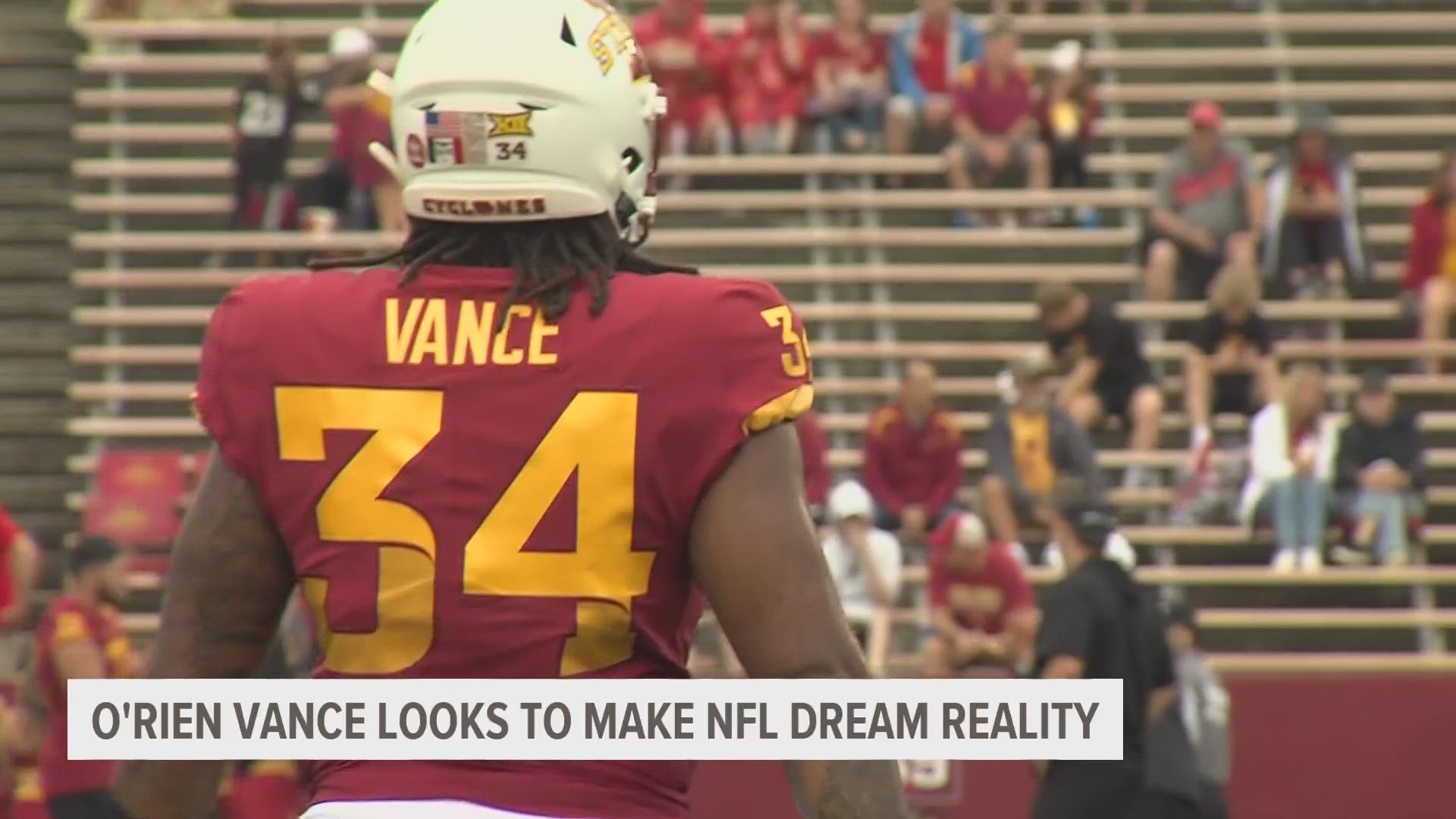 During his time as a Cyclone, O'Rien Vance bcame one of the defense's go-to leaders. Now, he's looking to advance on into NFL play. Here's what Vance had to say.