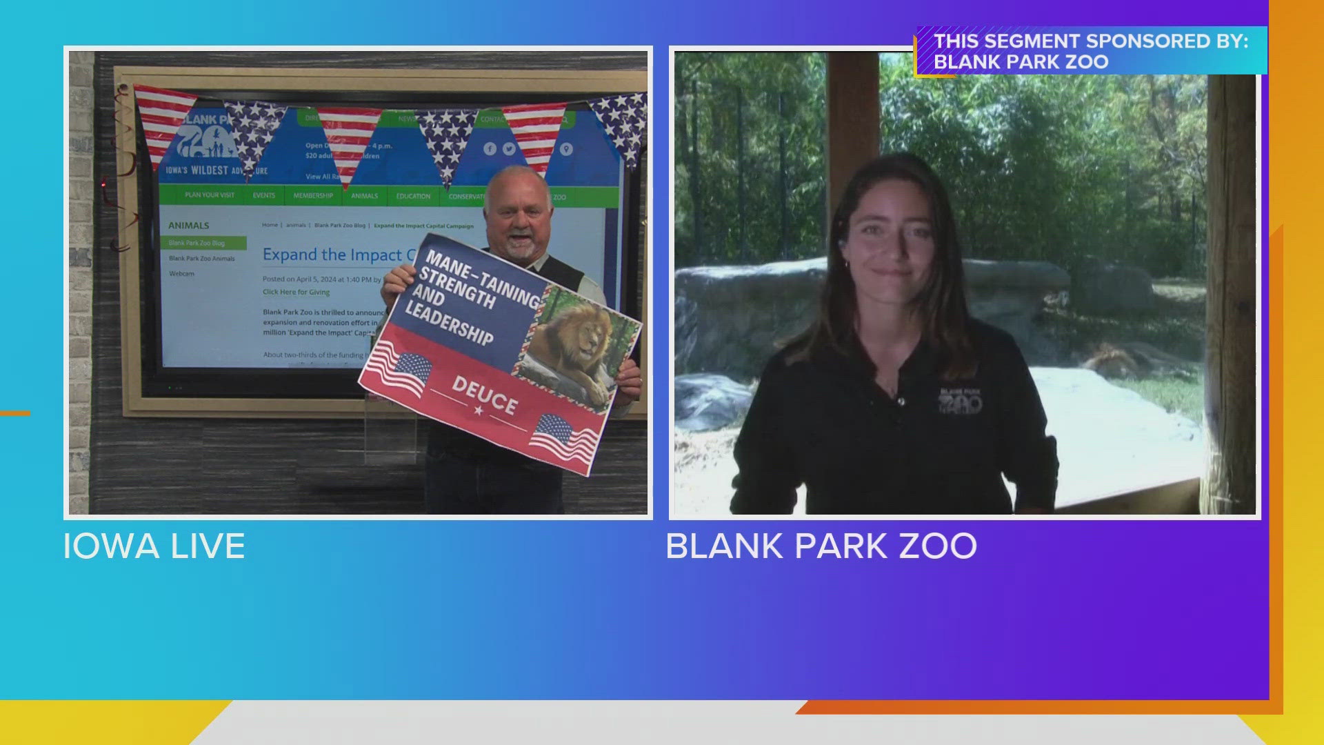 Deuce the Lion, former mayor of Blank Park Zoo and current mayoral candidate, is a staunch supporter of the Expand the Impact campaign at the zoo | Paid Content