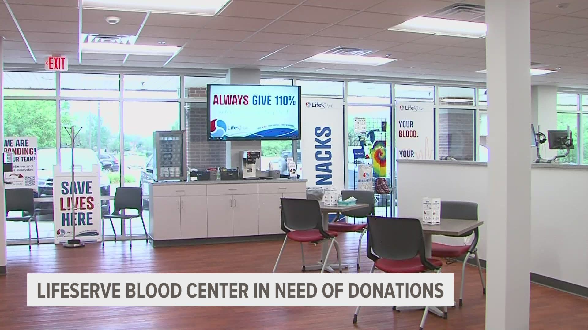 "We're really hoping that donors can come find us here while we're hiring and training new team members to be able to go out and do mobile blood drives again."