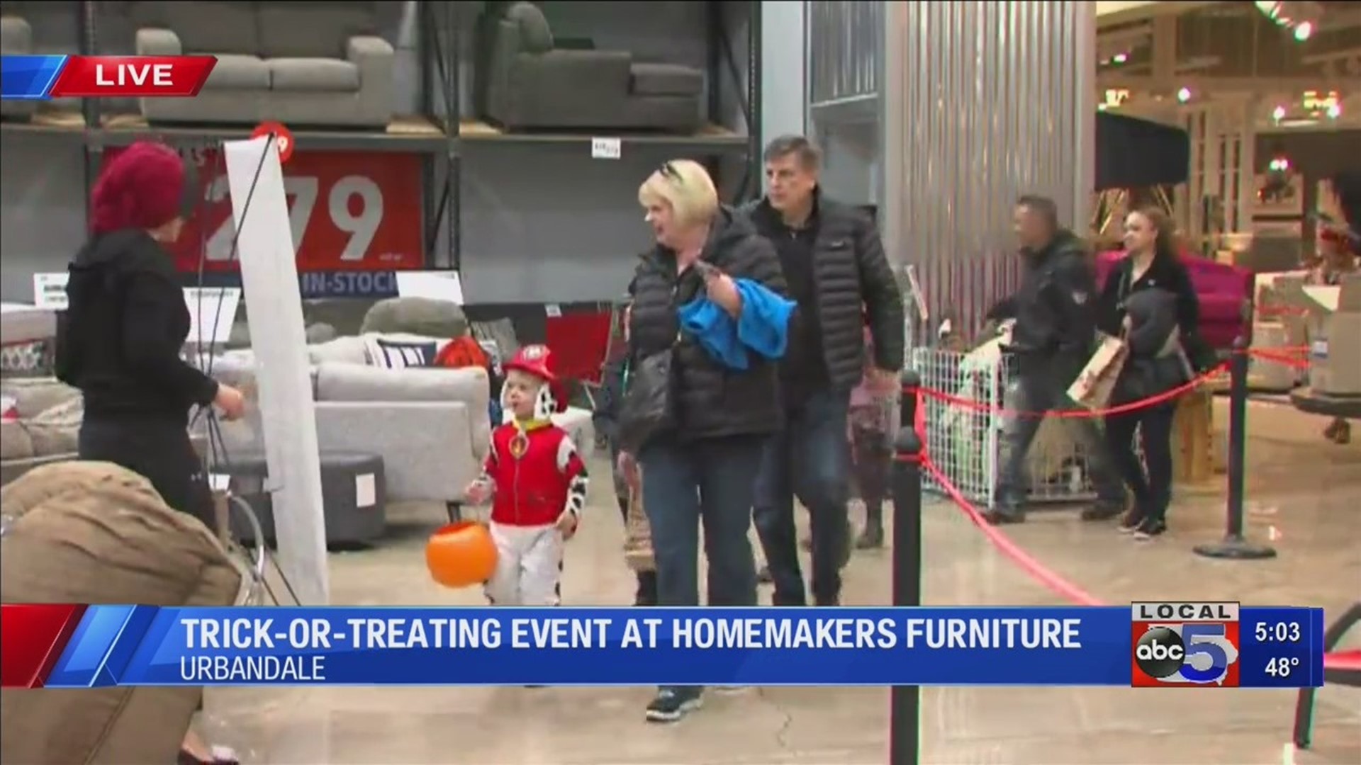 Trick-or-treating at Homemakers Furniture