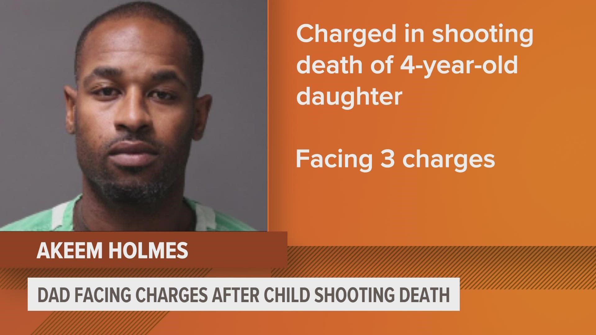 Akeem Holmes is charged with Involuntary Manslaughter, Neglect or Abandonment of a Dependent Person and Making Firearms Available to a Minor.