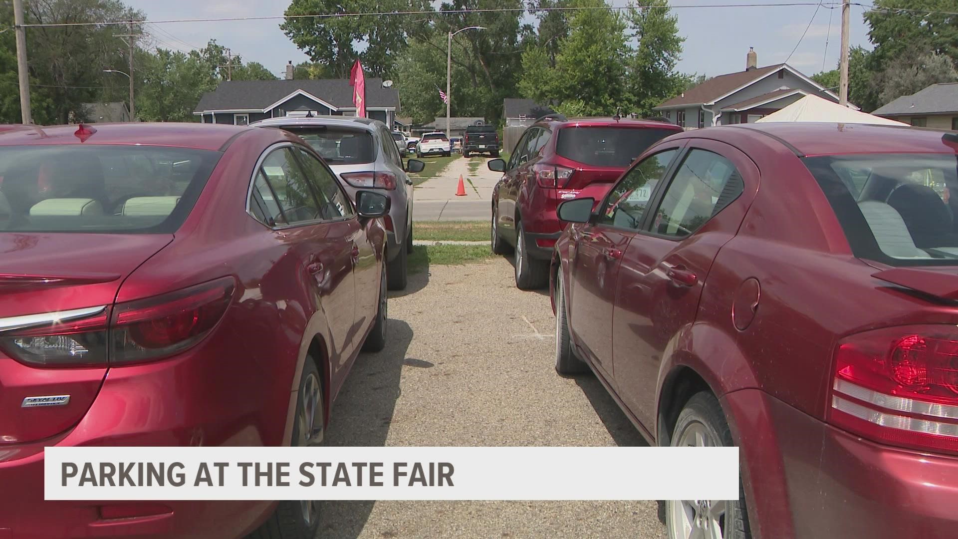 Many 'yard parking entrepreneurs' allow fairgoers to park in their yards or driveways for a small price.