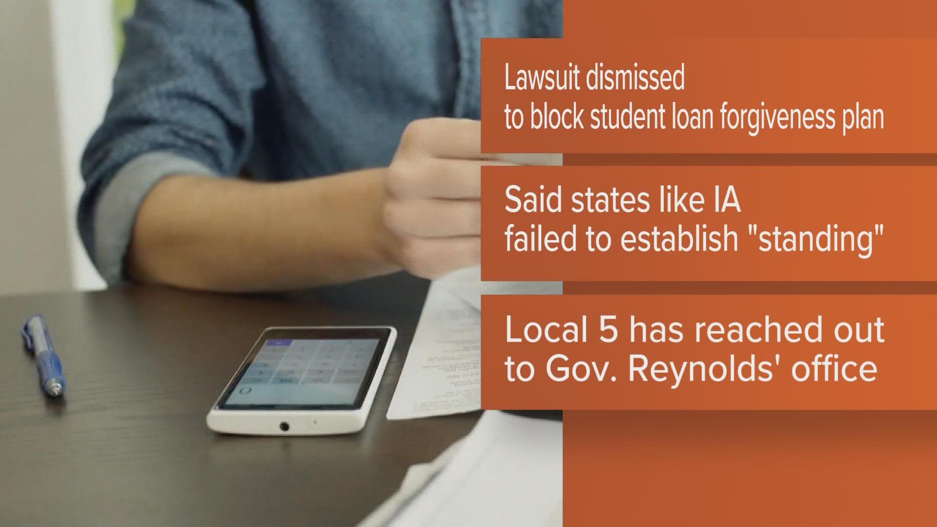 Nebraska, Missouri, Arkansas, Iowa, Kansas and South Carolina sought to block the Biden administration's plan to forgive student loan debt for millions of Americans.