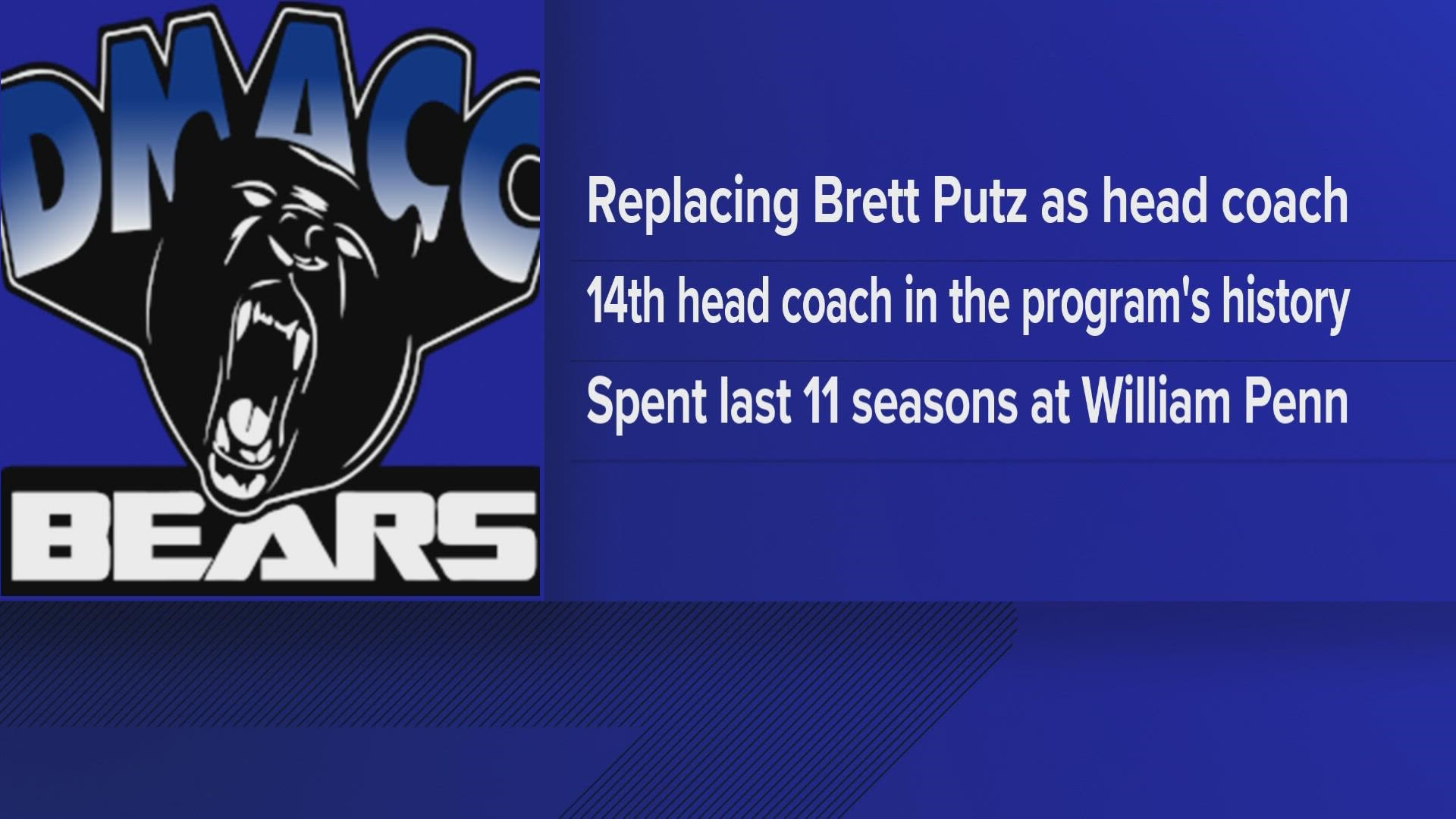 Blake Sandquist will replace Brett Putz. Sandquist spent 11 seasons at William Penn University and will be DMACC's 14th head coach in the program's history.