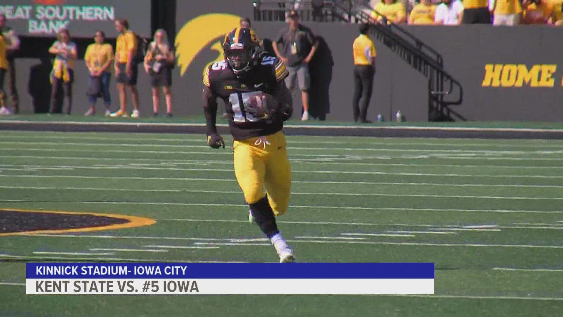 Tyler Goodson ran for a career-high 153 yards, carrying Iowa to 3-0 overall.