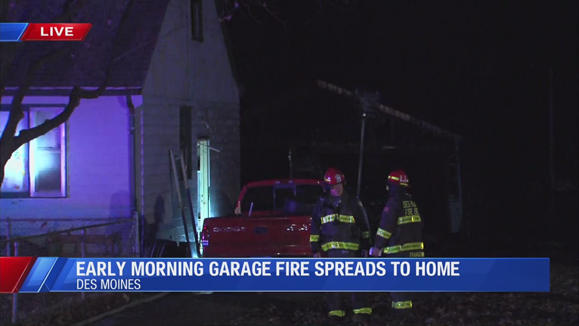 Early morning garage fire spreads to home in Des Moines