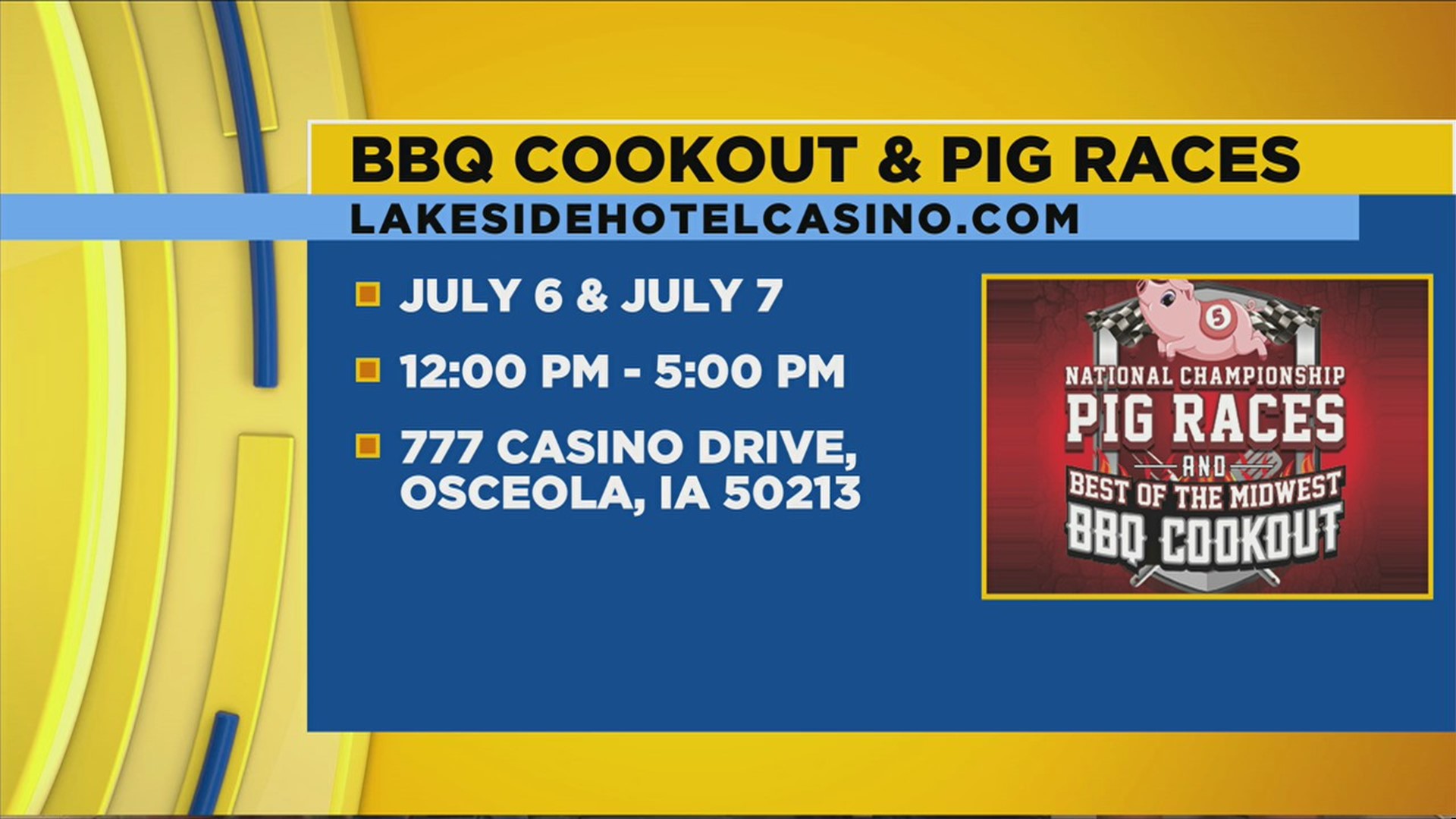 Lakeside Casino BBQ Cookout & Pig Races