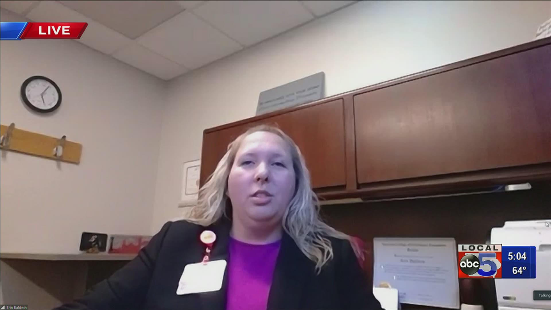 Local 5 speaks with Erin Baldwin, Assistant Vice  President for Student Health and Health and Wellness Director of the Thielen Student  Health Center.