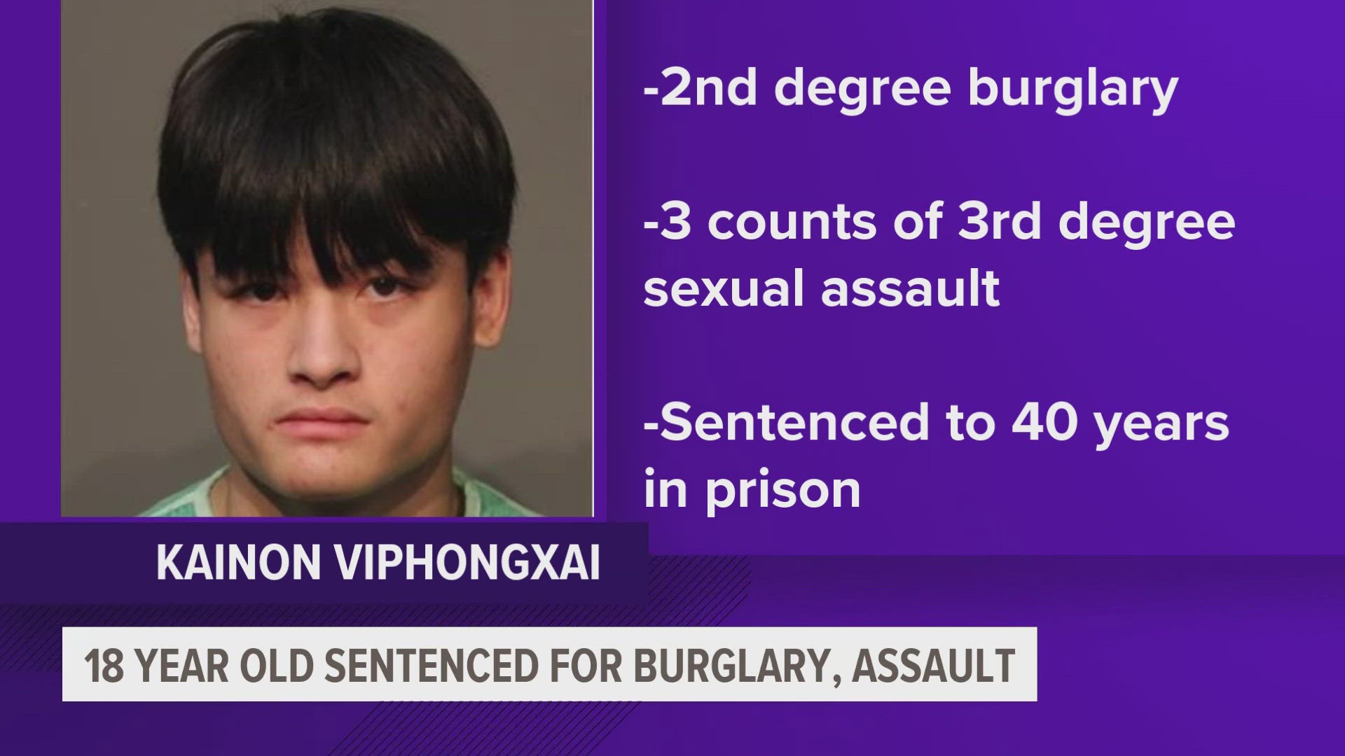 The 18-year-old pleaded guilty to three counts of third-degree sexual assault and one count of second-degree burglary under a plea bargain.