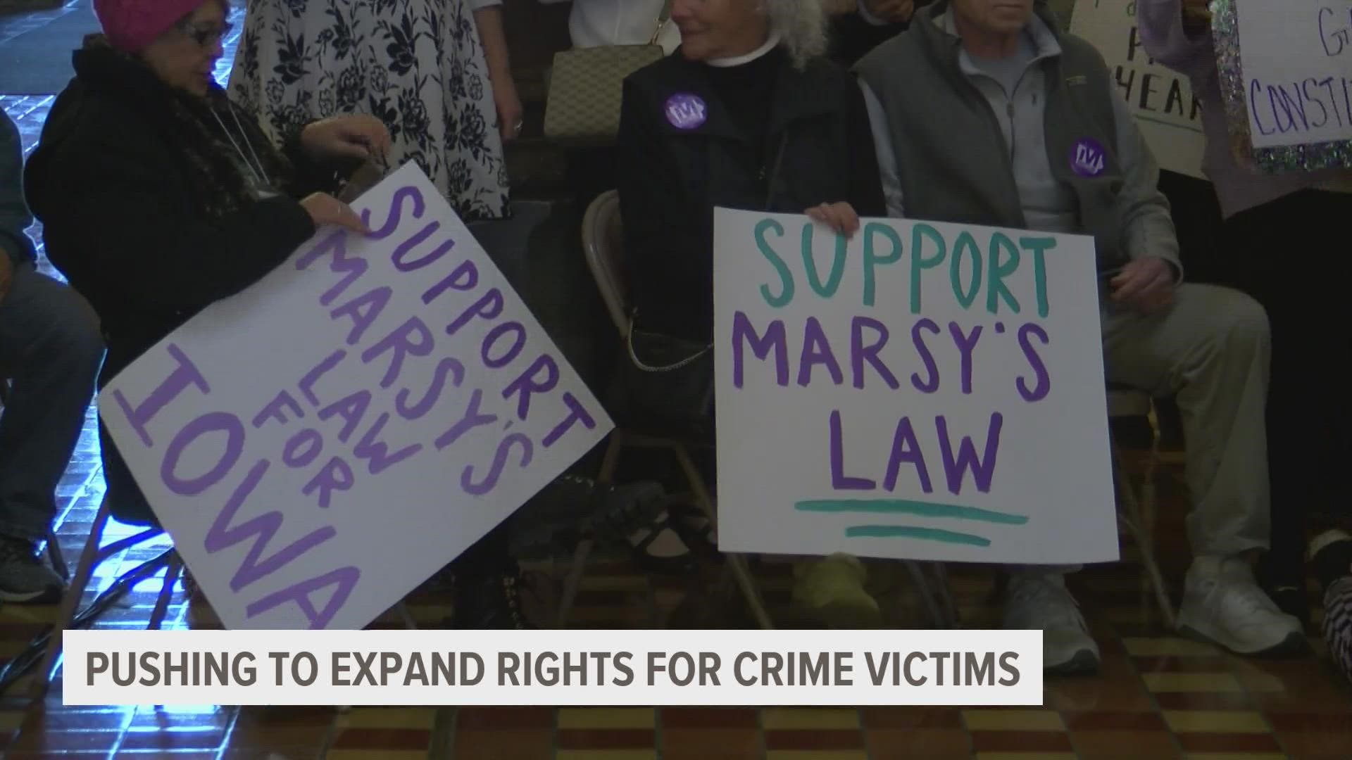 The bill would add rights for crime victims as an amendment to the Iowa constitution.