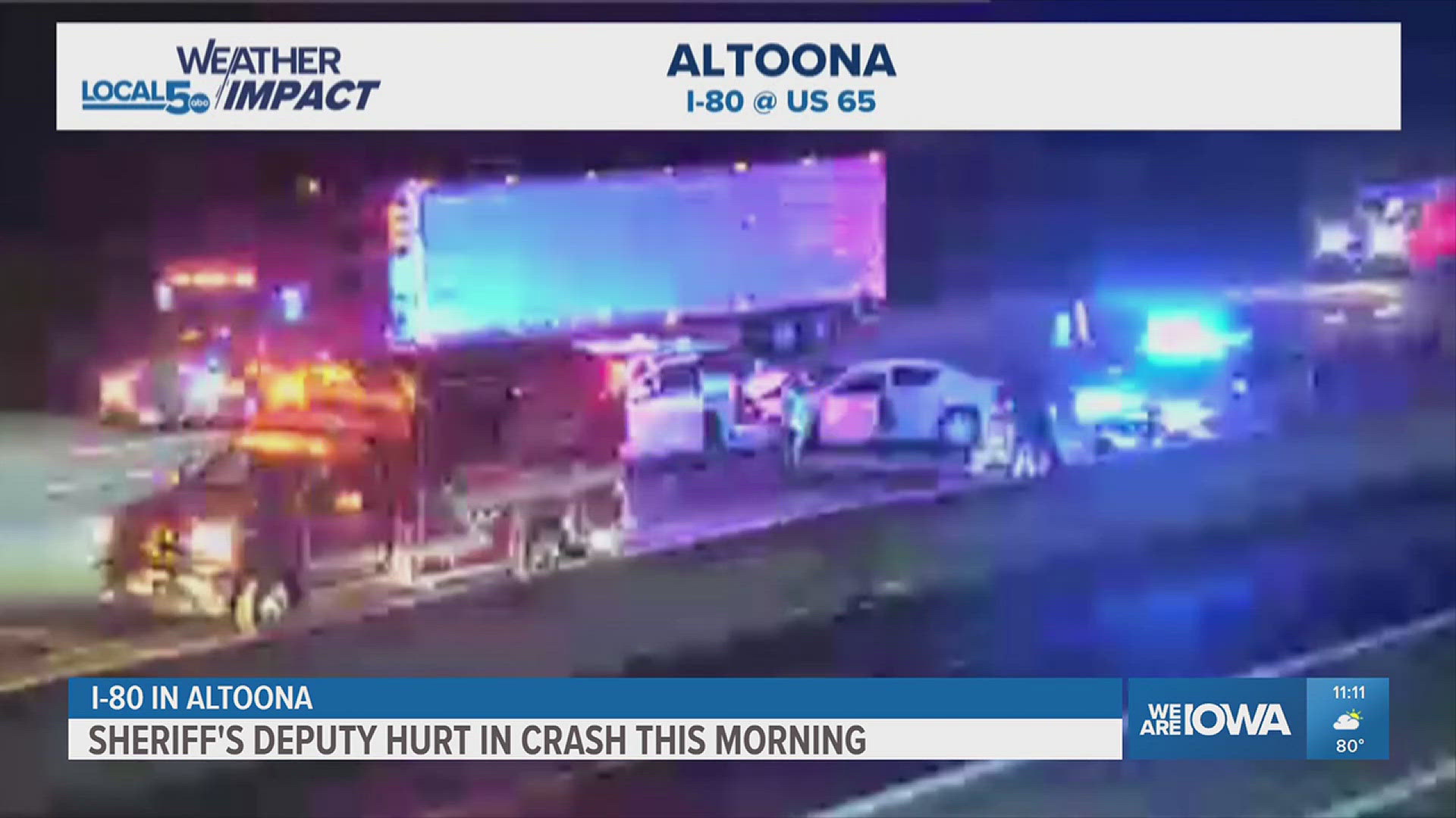 The sheriff's office says it happened near mile marker 140 on eastbound I-80 early Friday.