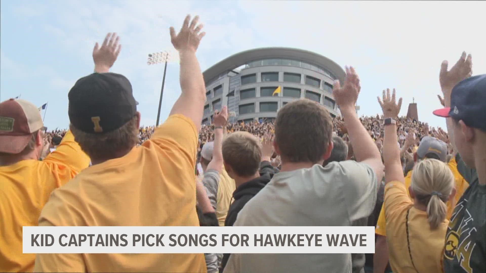 Each week, Kid Captains with the Stead Family Children's Hospital will choose a new song to accompany the Hawkeye Wave.