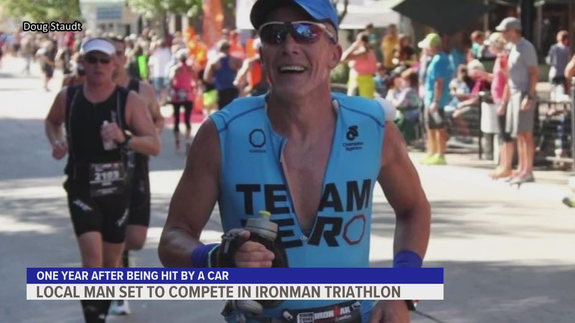 A bike accident prevented Doug Staudt from competing in 2021. Now, with a renewed sense of purpose, the three -time iron man competitor 
is getting back on track.