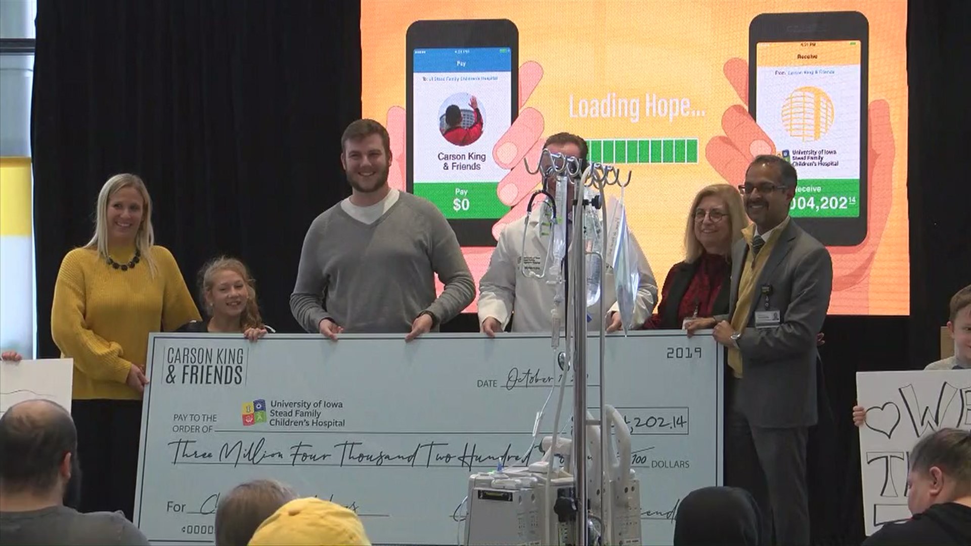 Carson King presents check for over $3 million to U of I Children's Hospital