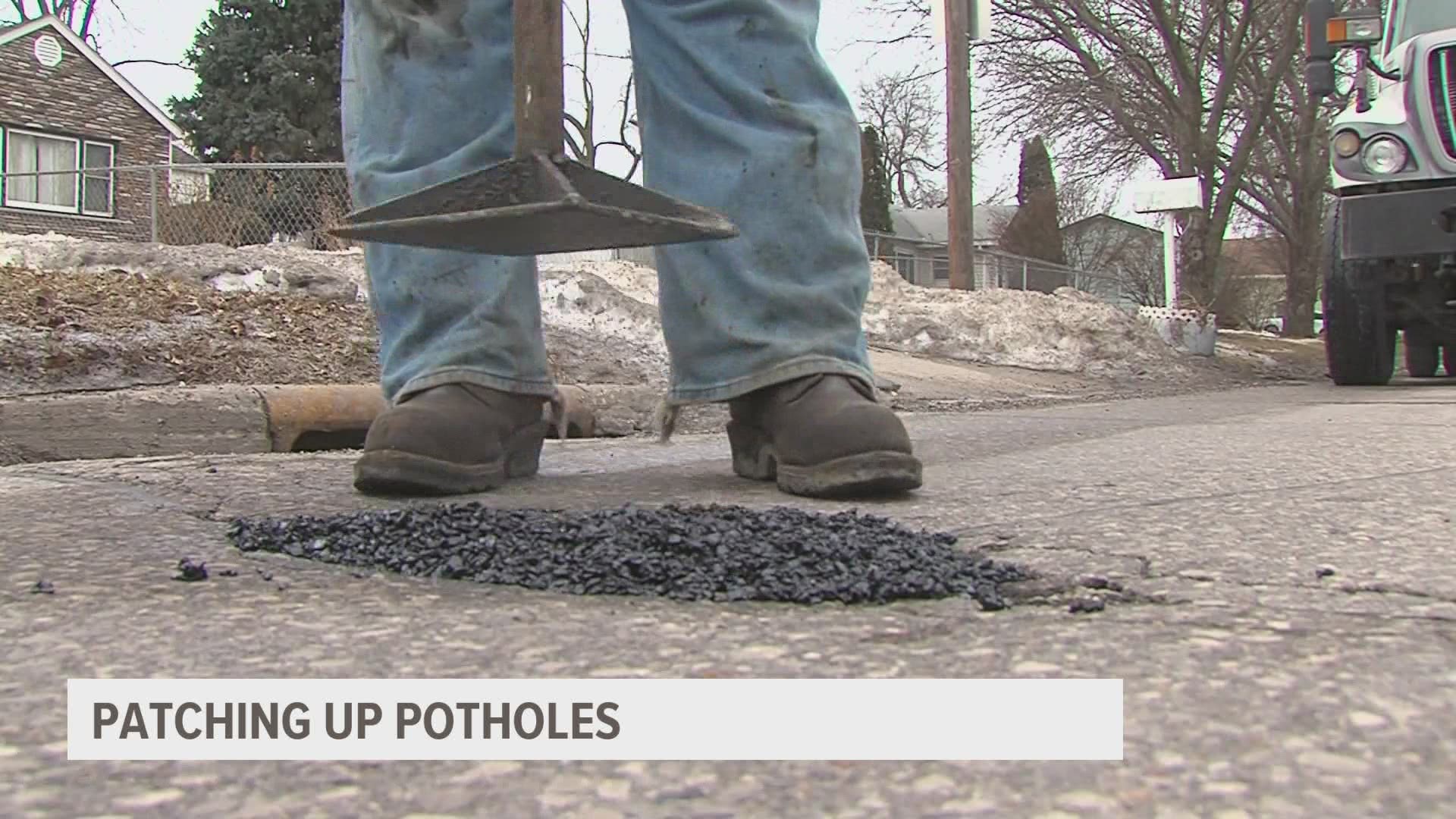 For the week of Feb. 22, reports of potholes increased by six times the number of the previous week.