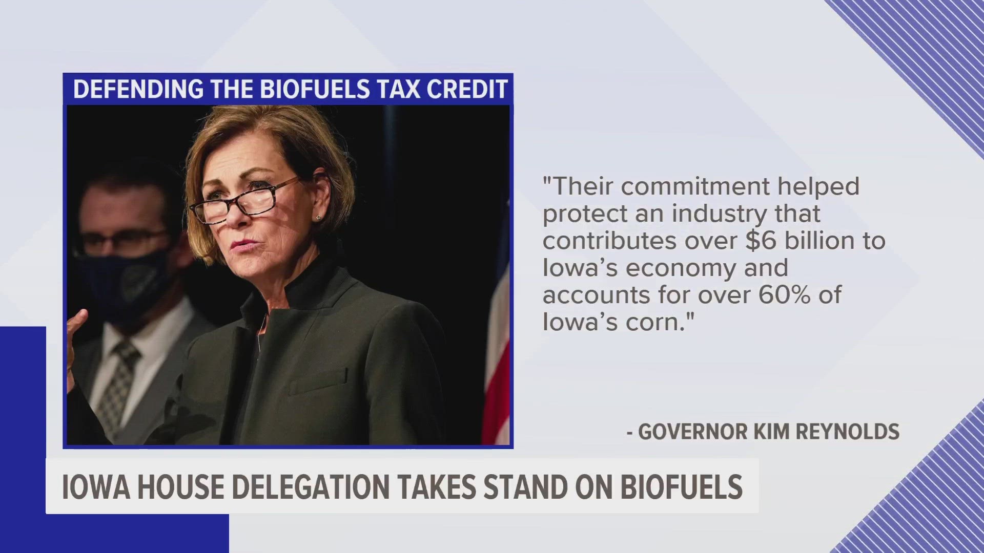 Gov. Kim Reynolds praised their work, saying in part "Their commitment helped protect an industry that contributes over six billion dollars to Iowa's economy."