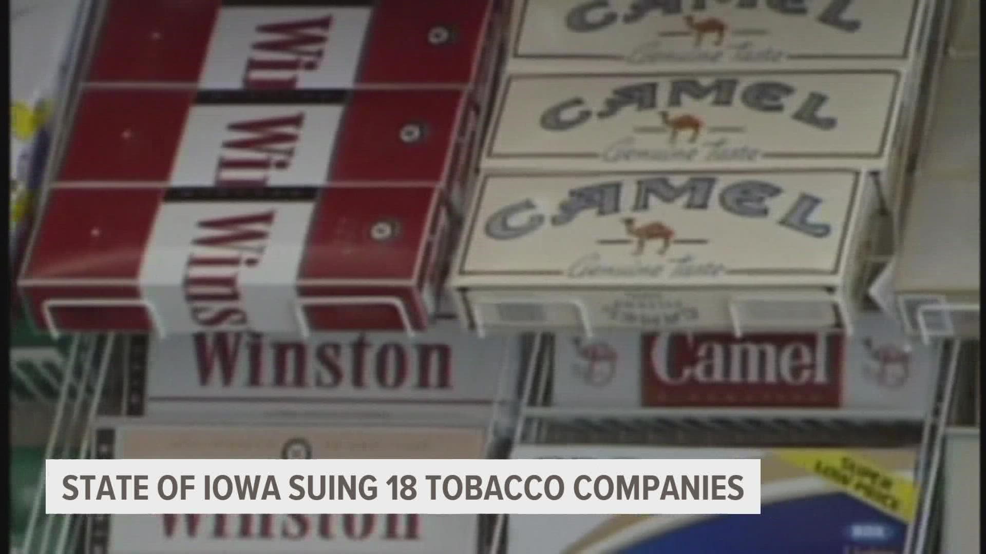 Attorney General Tom Miller says that 18 tobacco companies owe the state millions in exchange for the state not suing them for health damages to citizens.