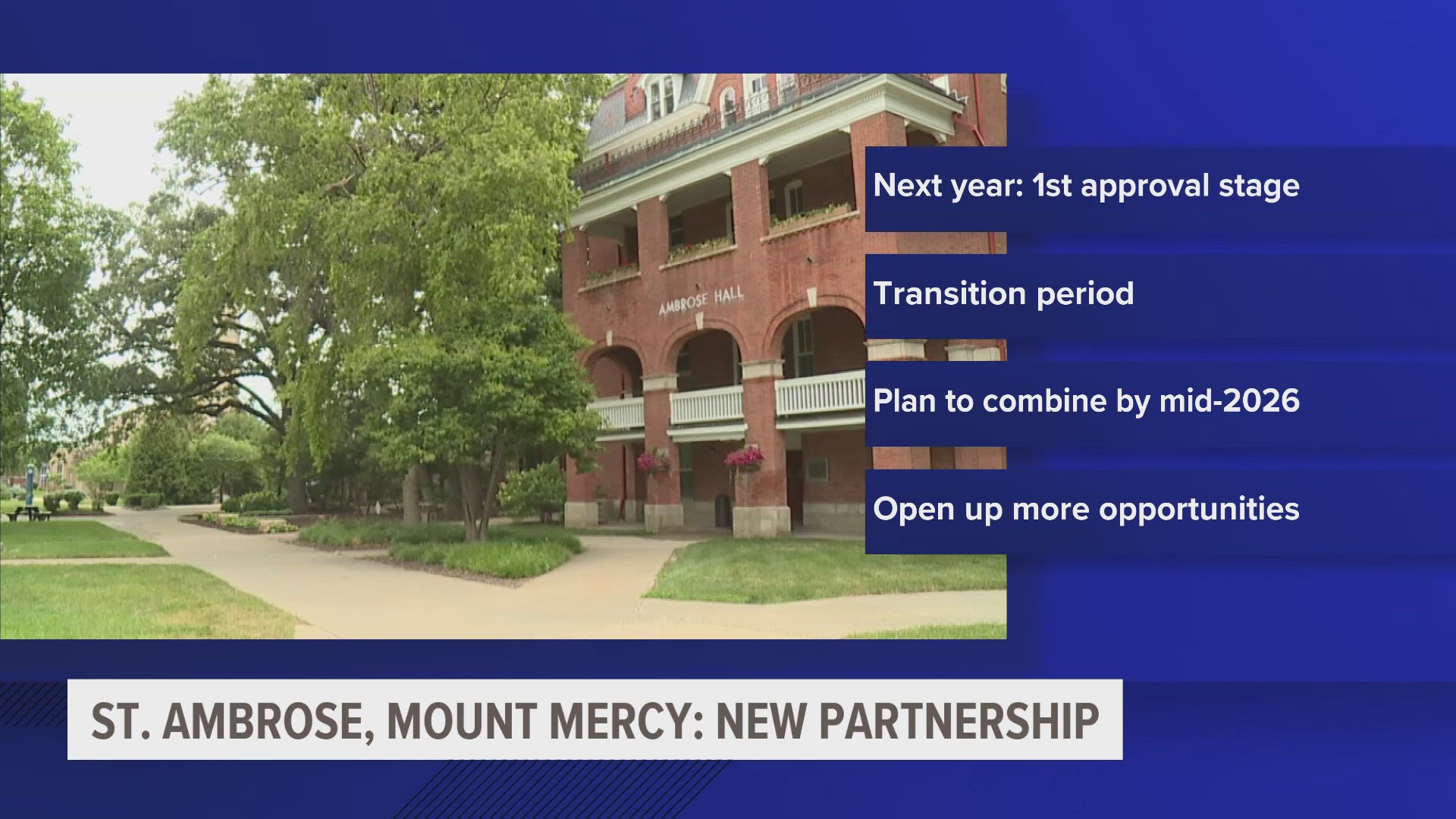 St. Ambrose University and Mount Mercy University announce plans to combine the schools