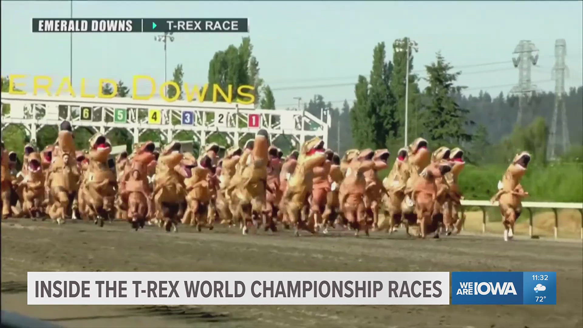 ESPN kicked off its annual T-Rex Races, where hundreds of people in inflatable Tyrannosaurus rex costumes compete for the title of world's fastest dinosaur. 