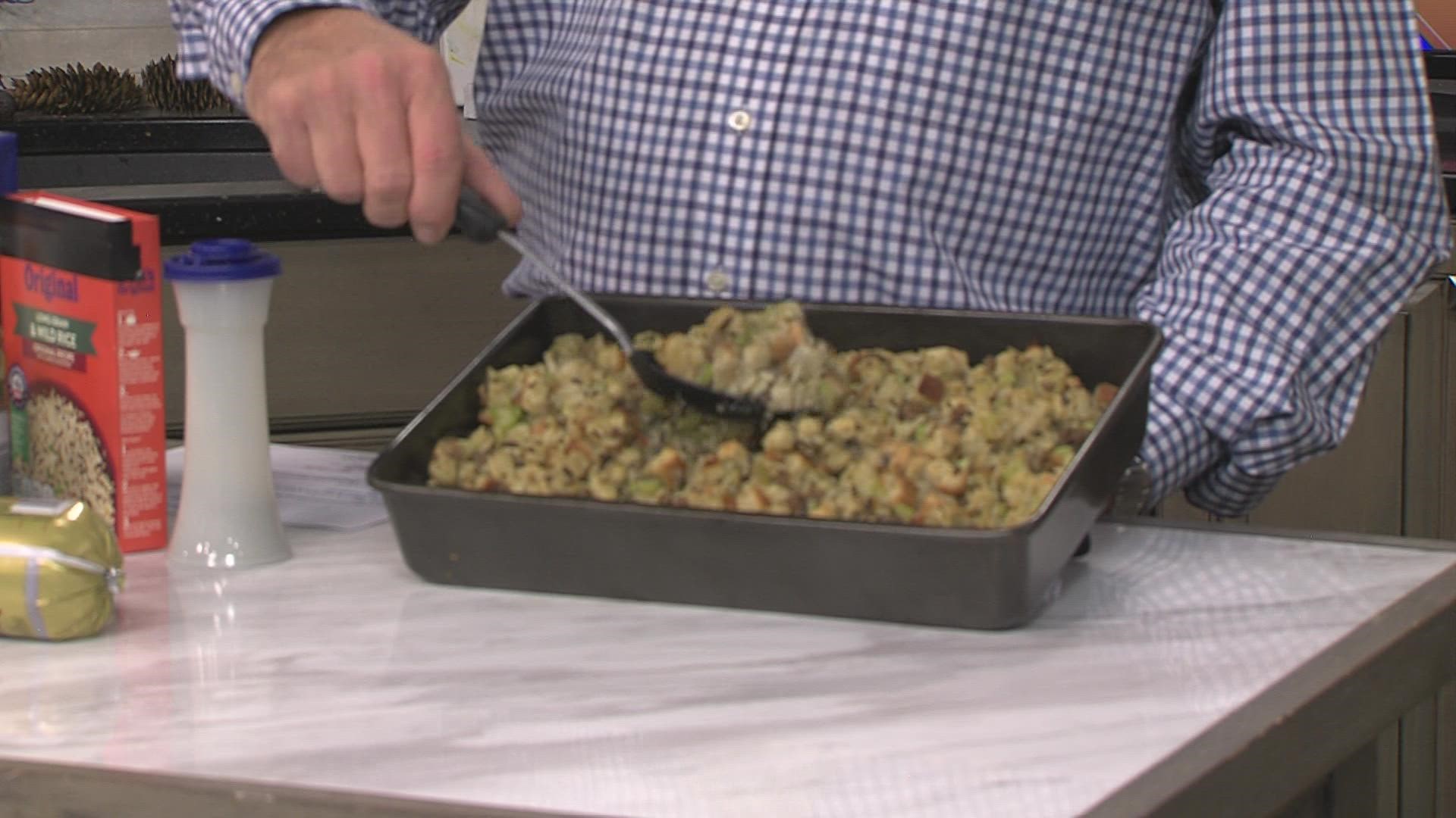 Lou recreates his mother's famous stuffing recipe from scratch.