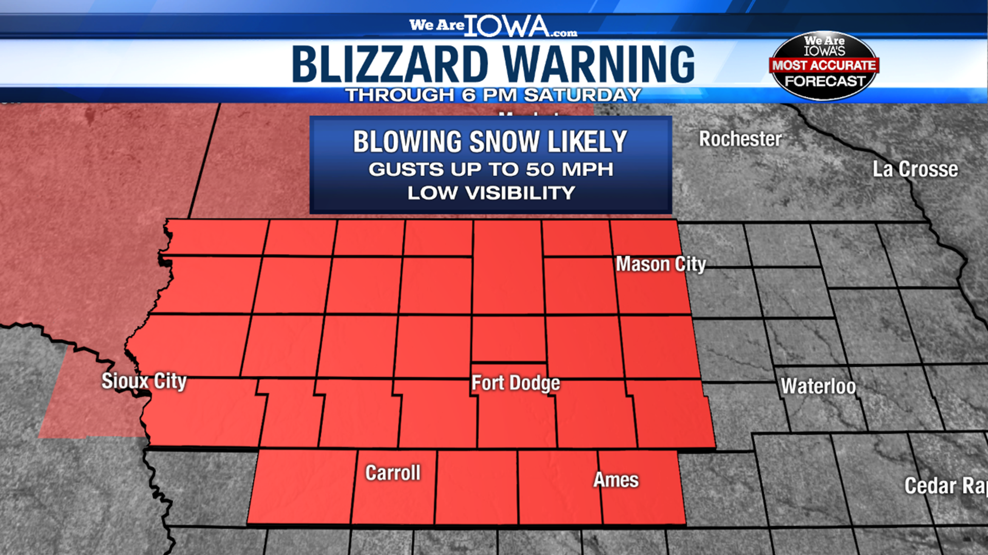 Blizzard conditions to continue in parts of Iowa through Saturday ...