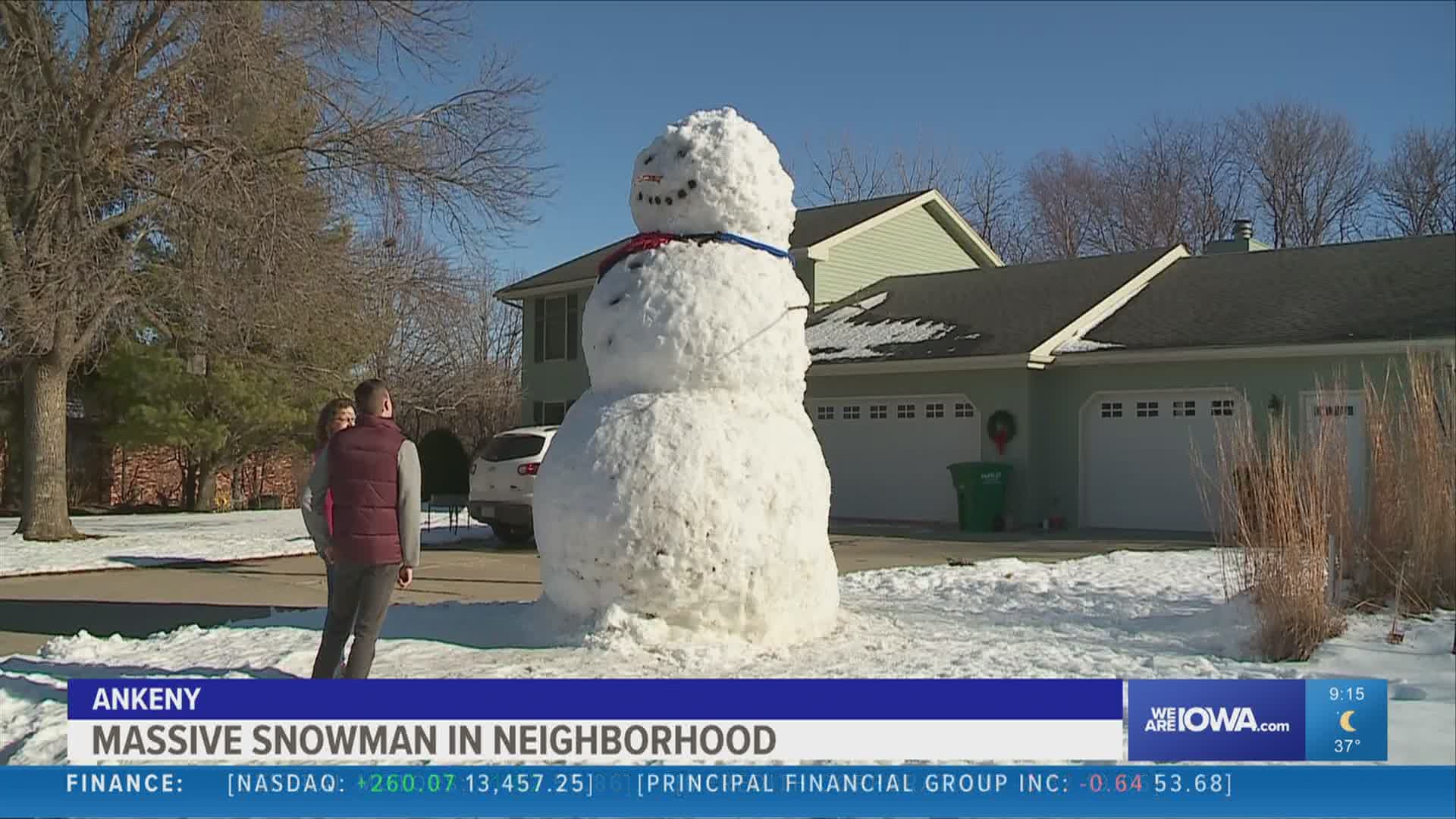 The Peters family built a 15-foot tall snowman in an effort to do something fun and unique over winter break. They succeeded!