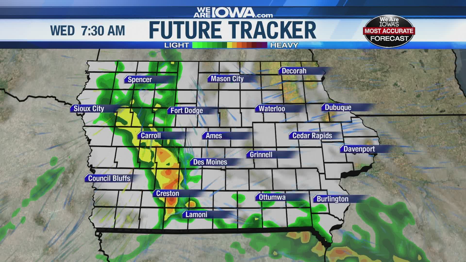 Storms return to central Iowa late tonight into Wednesday morning