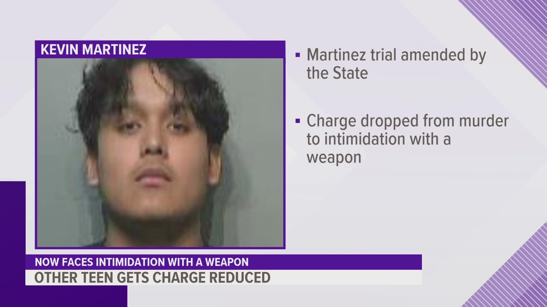 Kevin Martinez will now be charged with two counts of intimidation with a weapon.
