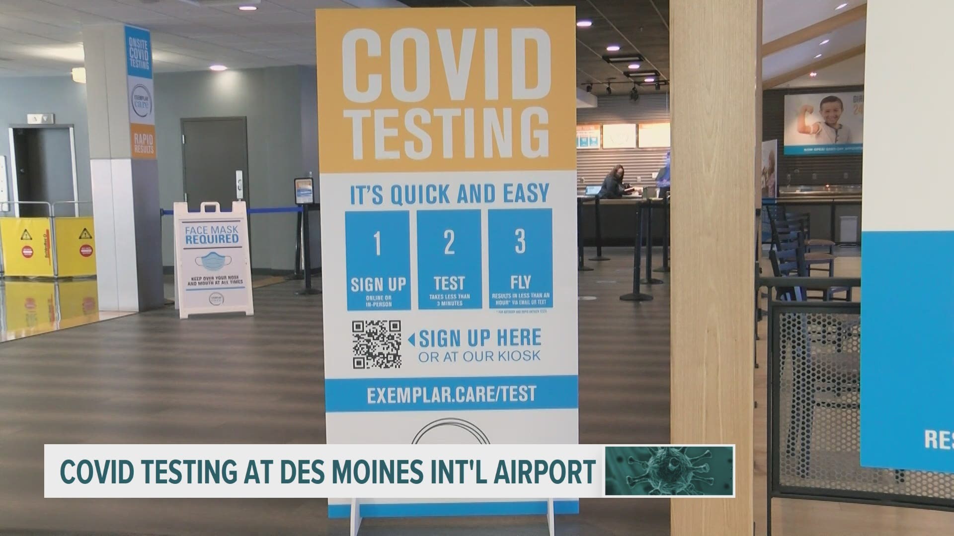 The Des Moines Airport Authority has partnered with Exemplar Care to provide travelers the convenience of on-site COVID-19 testing.