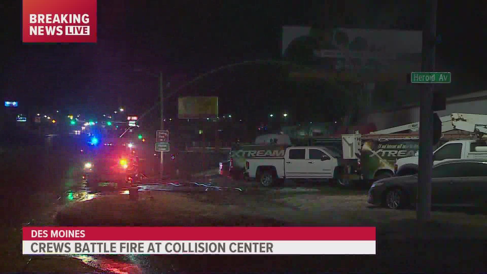 First responders were called to Brad's Collision Center near Southeast 14th and McKinley.