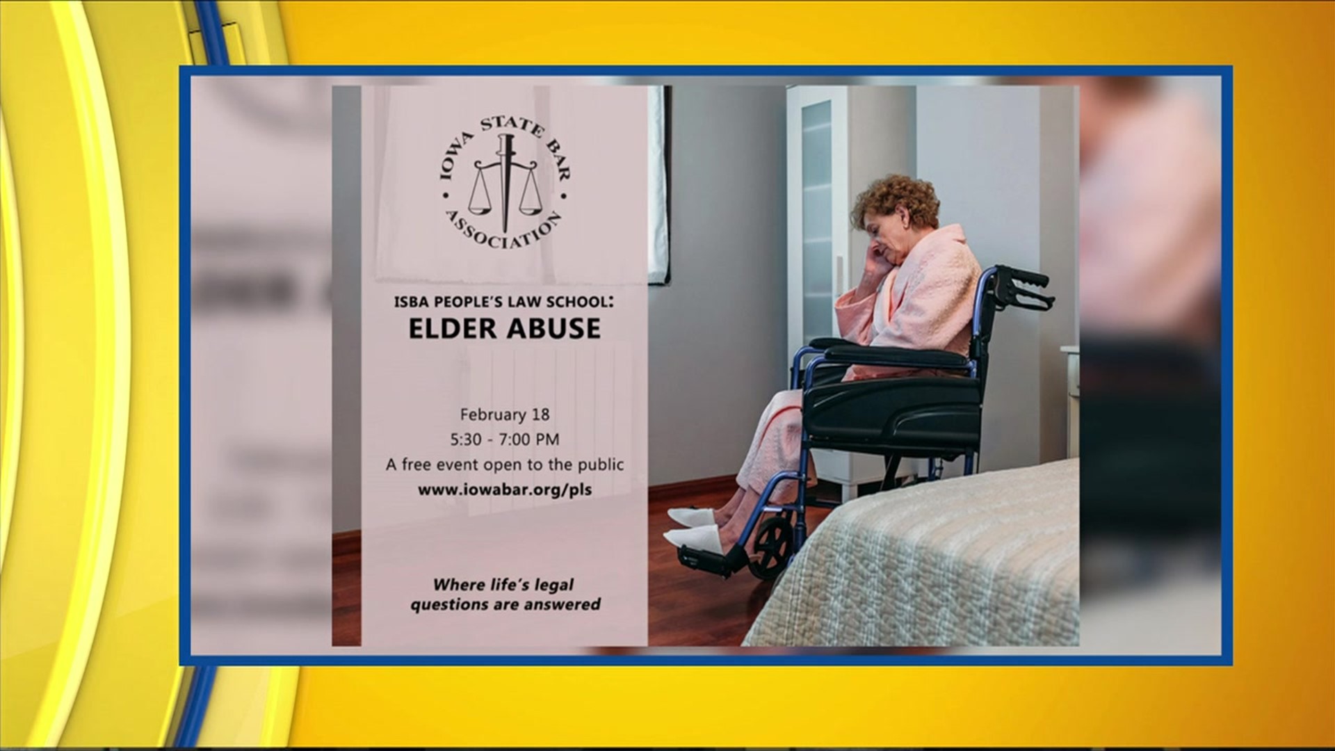 People's Law School's free class on elder abuse next Tuesday