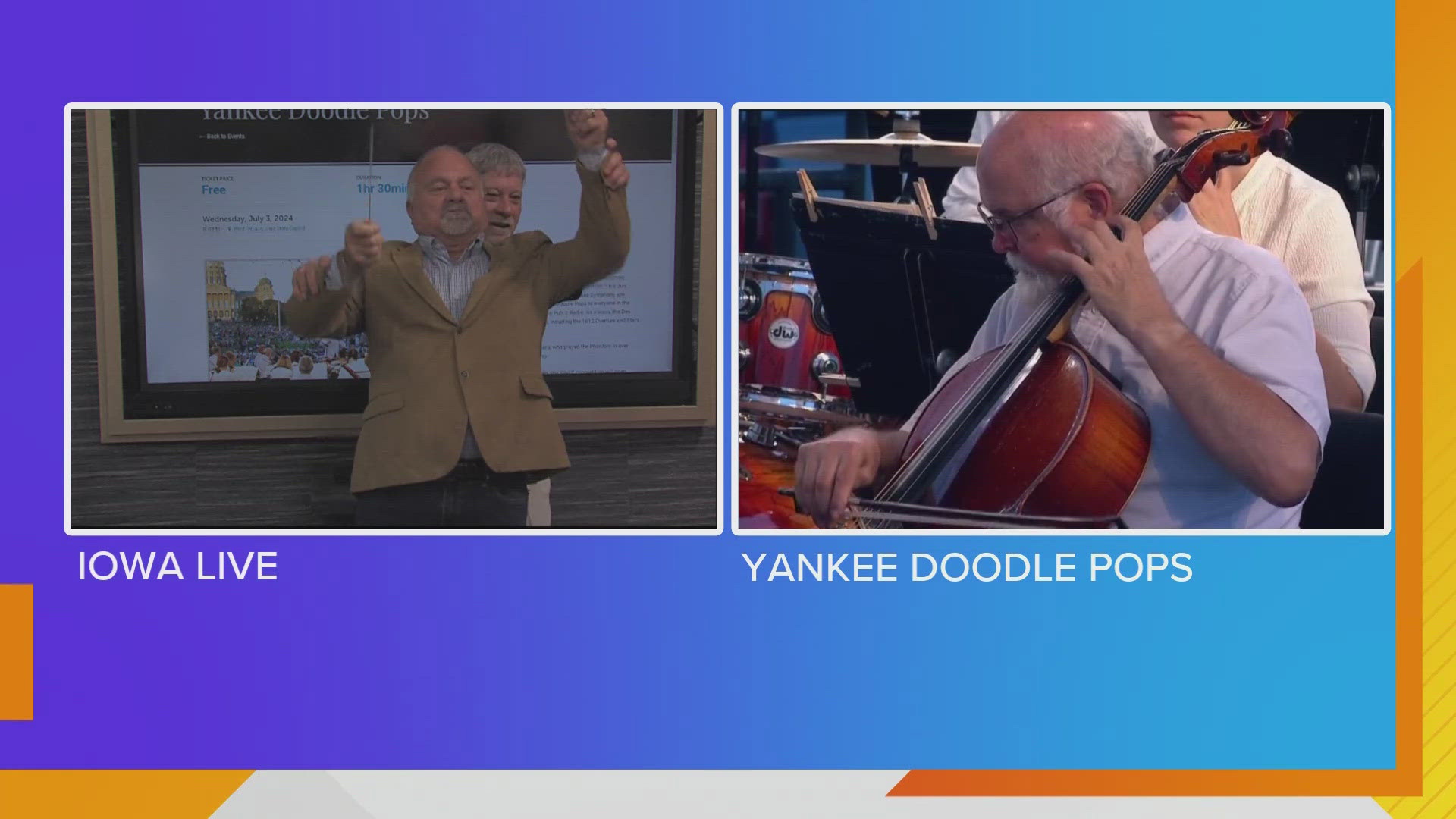 Listen to patriotic favorites, grab a bite to eat and marvel at fireworks during Yankee Doodle Pops! The concert airs live on Iowa PBS.