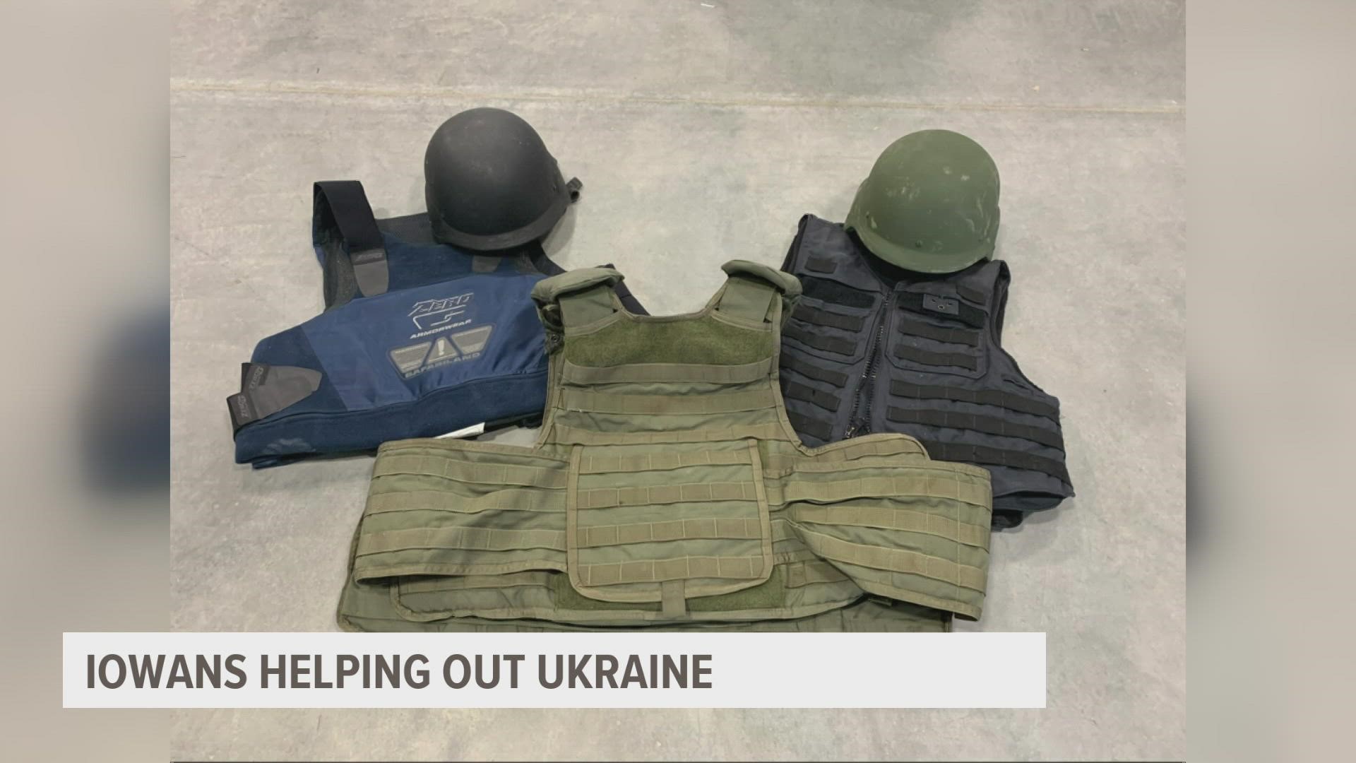 Iowa will be donating 146 protective helmets and 714 ballistic vests to Ukraine, according to Gov. Kim Reynolds' office.