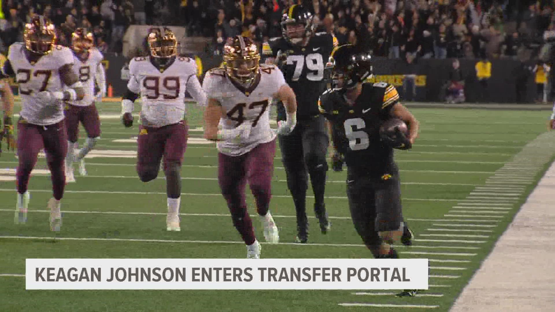 After an injury-plagued season, sophomore wide receiver Keagan Johnson is leaving Iowa.