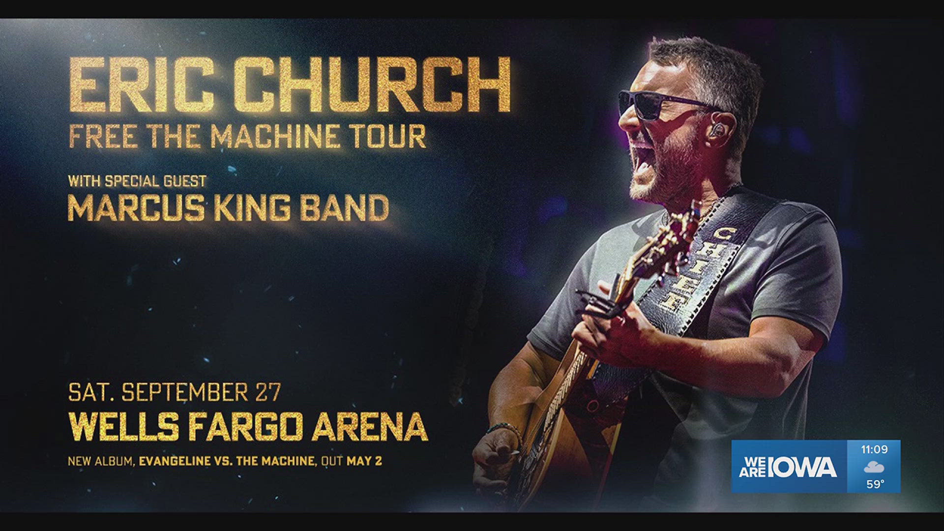 The country music star, known for songs like "Springsteen" and "Smoke a Little Smoke," is bringing his tour to the Casey's Center on Sept. 27.