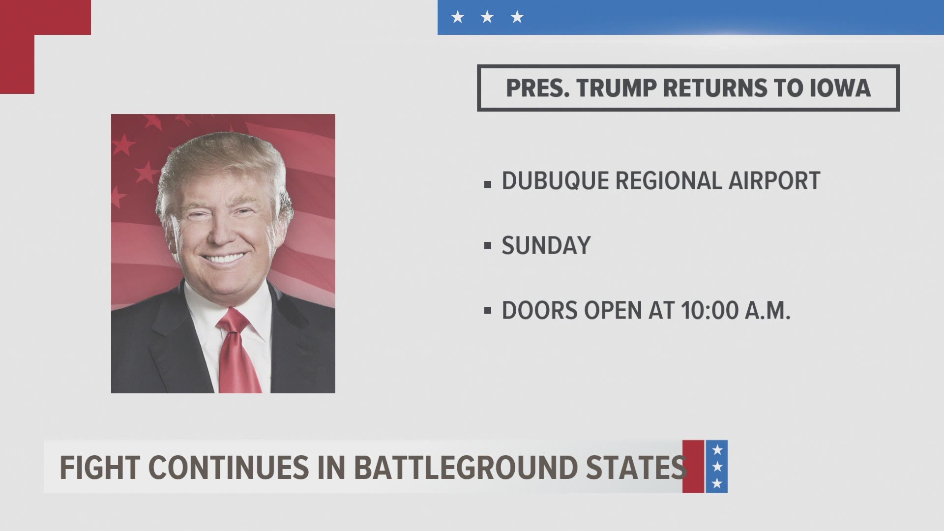 With days left until Election Day, the president is making a campaign stop in Dubuque, Iowa.