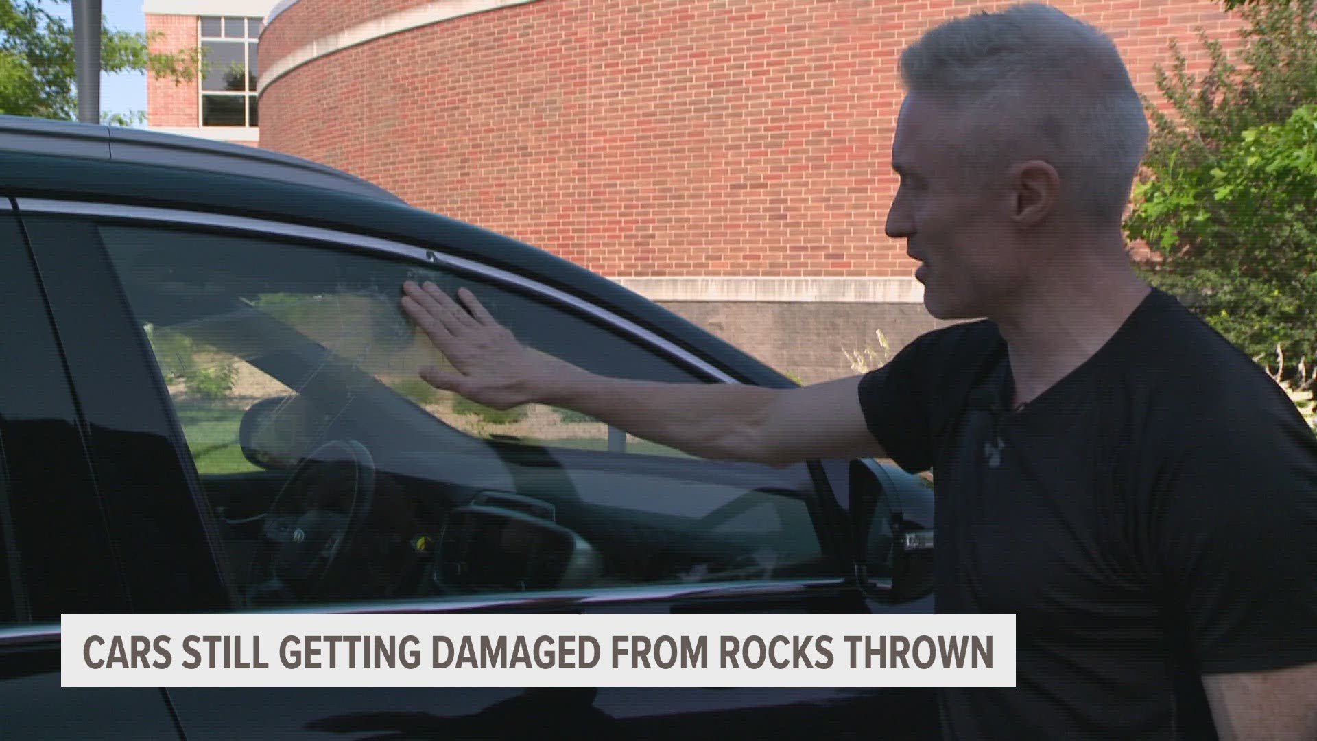 Near the intersection of 35th Street and Grand Avenue, cars are getting damaged from rocks being thrown at them during the evening hours.