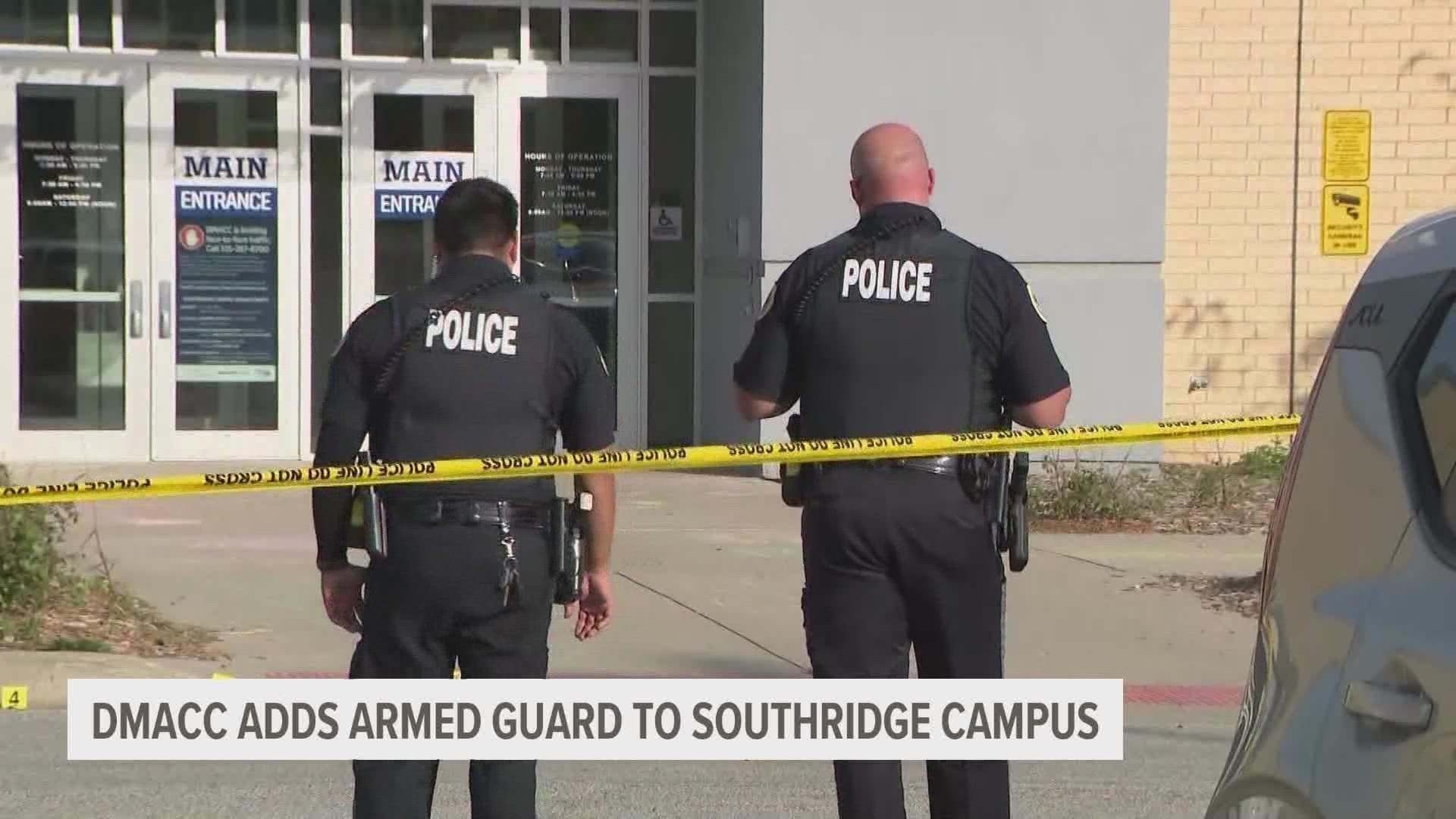 "We felt it was prudent to bring an armed officer from our Ankney location down to Southridge," said DMACC Director of Safety and Security Jay Tiefenthaler.